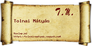 Tolnai Mátyás névjegykártya